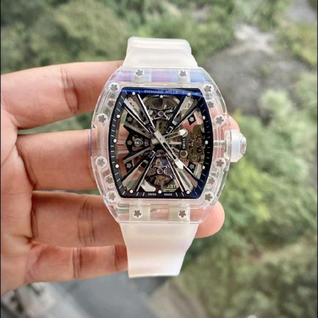 JAM TANGAN KEREN SIMPLE/JAM TANGAN SULTAN TERBARU/JAM TANGAN RM12-01 TOURBILLON SAPPHIRE SWISS FACTO