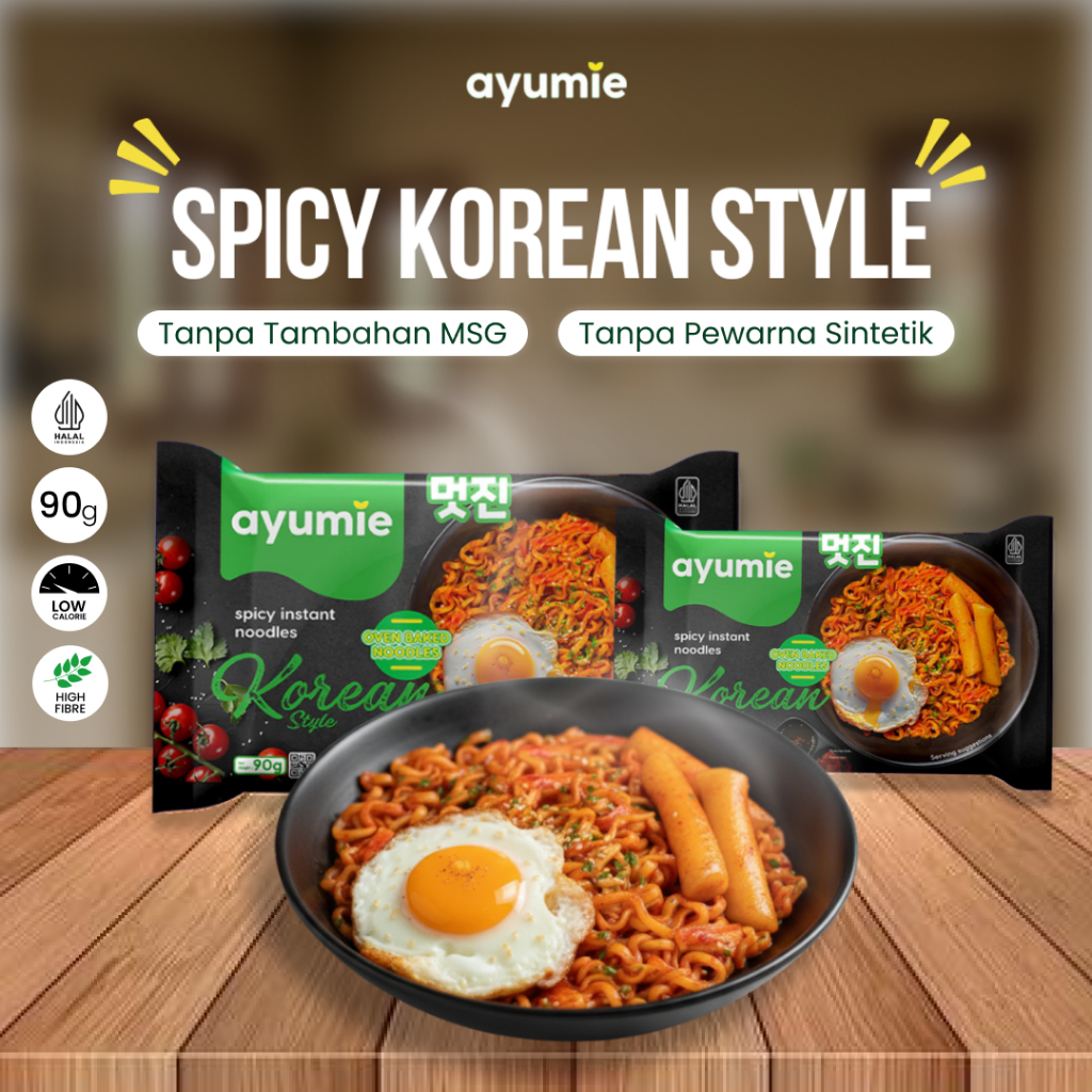 Ayumie Korean Spicy 5 Pack – Mie Sehat Tanpa MSG & Kemasan Kardus