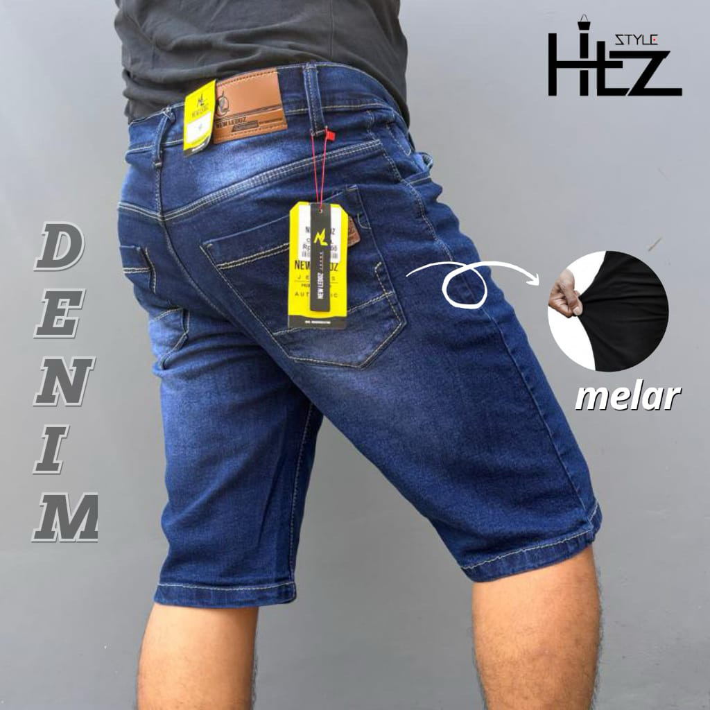 Celana Pendek Jeans Pria Bahan Melar Jumbo Big Size