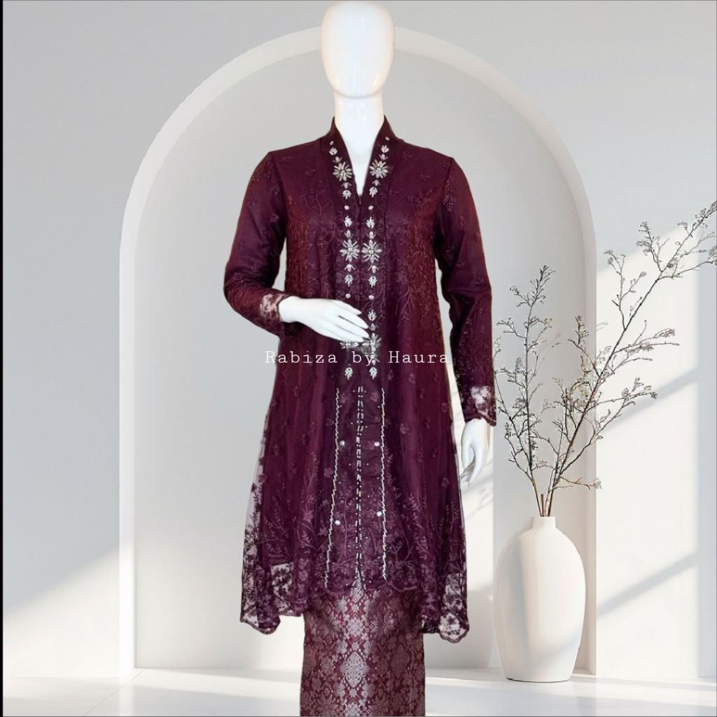 Stelan Kebaya Brokat Modern Tunik Kartini Floy Gardenia Mewah Pesta Simpel Wisuda Lamaran Kondangan 