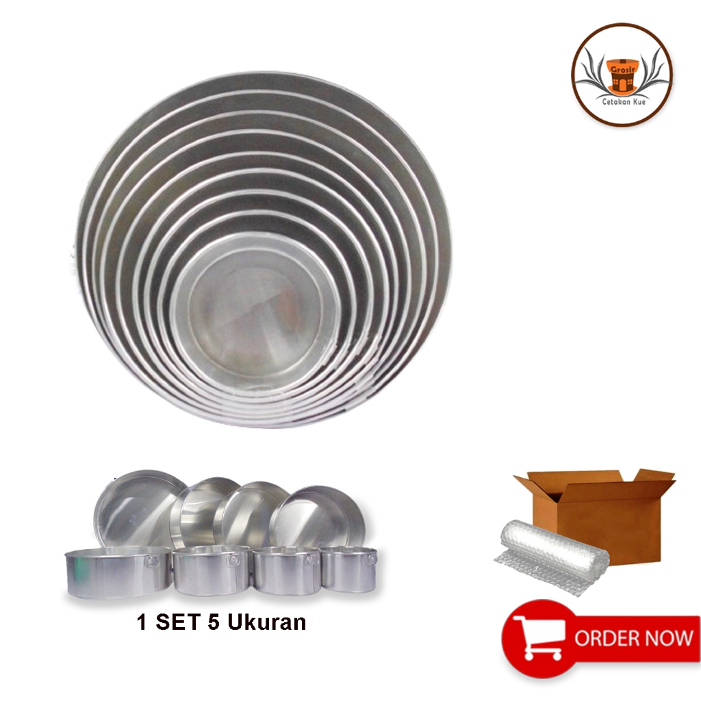 PROMO DAPAT 5 UKURAN LOYANG CETAKAN KUE TART BOLU KUKUS BROWNIES BENTUK BULAT BUNDAR