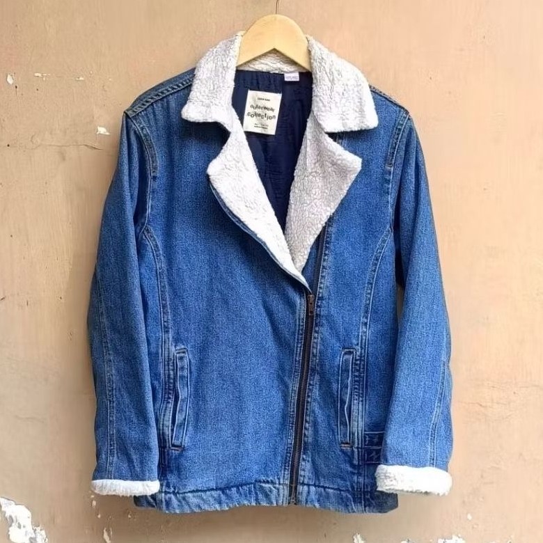 jacket denim sherpa ramones zara vintage