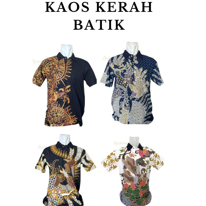 AZZARIA Kaos Kerah Motif Batik Pendek Dewasa Pria Wanita