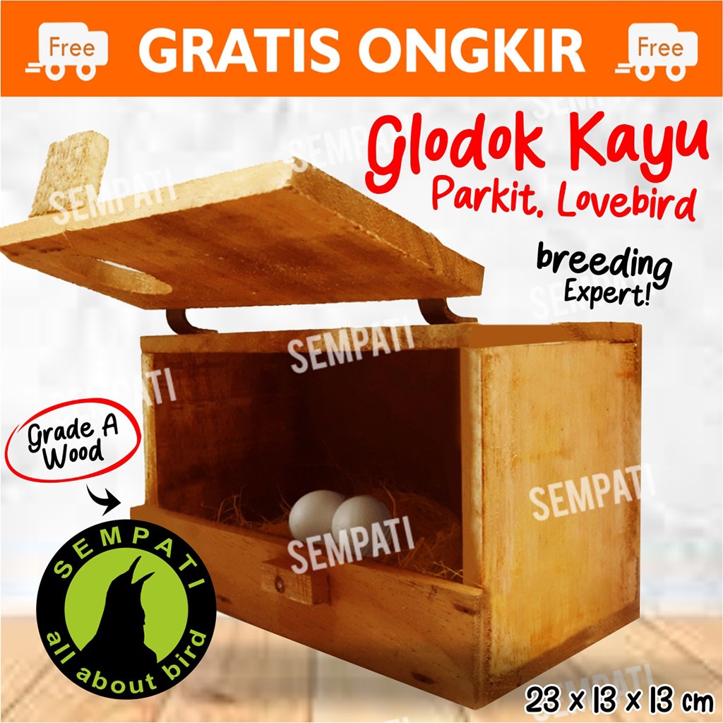 SEMPATI GLODOK PARKIT GLODOKAN KAYU TEMPAT SARANG TERNAK BREEDING KOLONI BERTELUR BURUNG LOVEBIRD GL