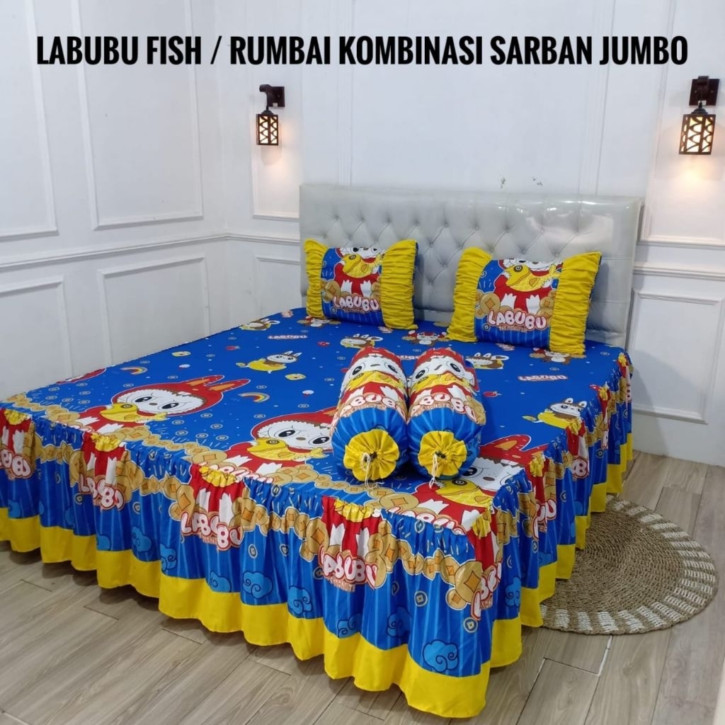Sprei rumbai kombinasi sarban jumbo Uk 160x200x20