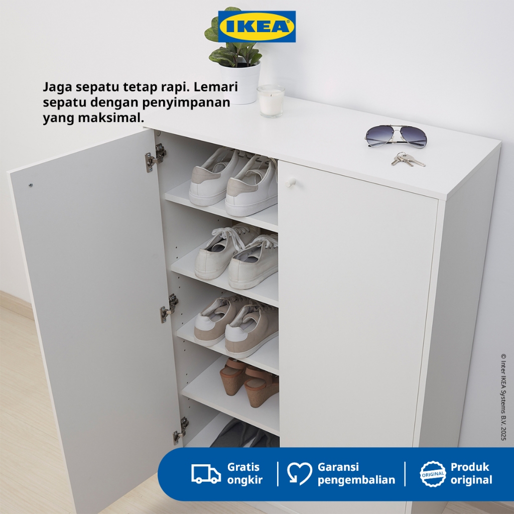 IKEA KLEPPSTAD Kabinet Tempat Sepatu Putih Minimalis 80x35x117 cm