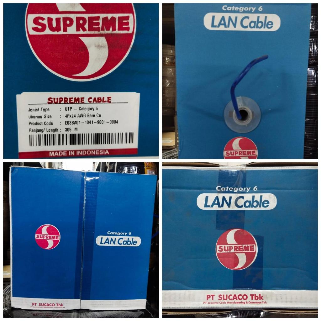 SUPREME KABEL DATA CAT 6 CAT6 SUPREME CABLE ROLL AN ROLL 305 METER KABEL DATA CAT6 SUPREME UTP LAN C