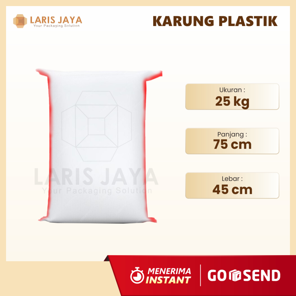 Karung Plastik Putih 25 kg Ukuran 45 x 75 cm ( Karung Plastik 25 kg )