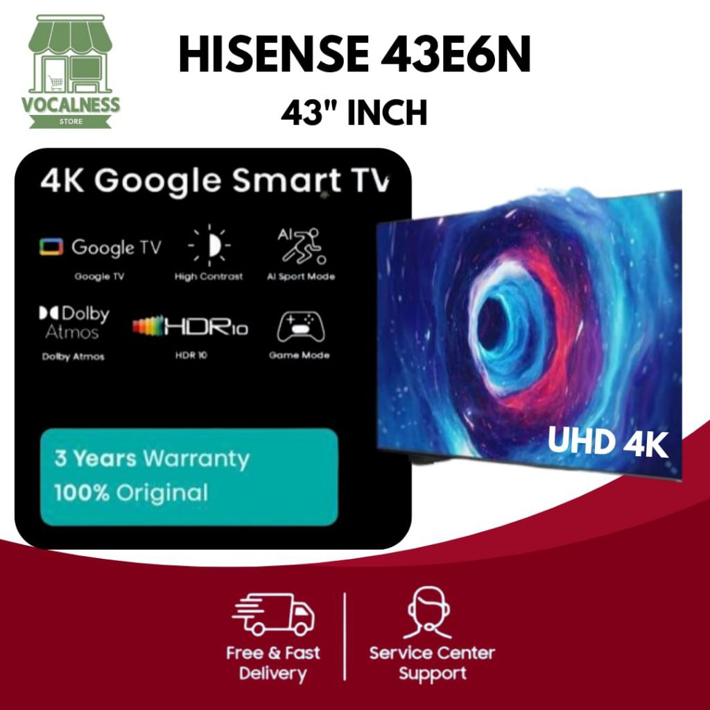 HISENSE E6N - SMART GOOGLE TV LED 4K HDR10 DOLBY VISION 43 - 55 INCH 43E6N 50E6N 55E6N
