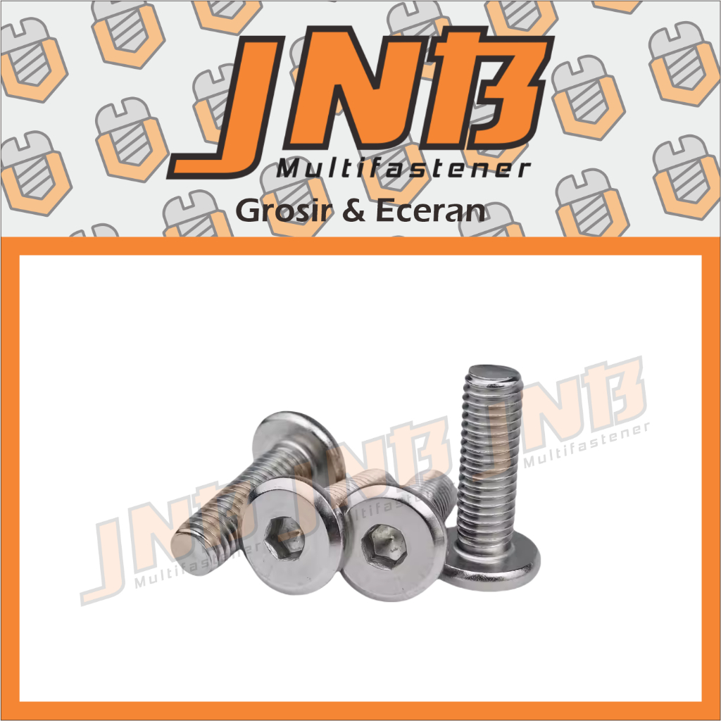 Baut L Kepala Rata Stainless Thin Head M4 x 10 mm Low Profile SS304 Flat Head Socket Cap Screw Thin 
