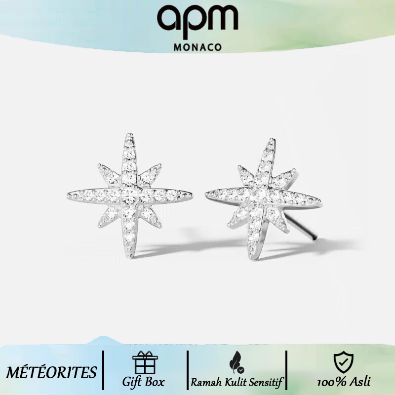 APM Monaco | Anting Wanita Seri METEORITES - Anting Bintang Segi Enam Perak 925, Hadiah Fashion Eleg