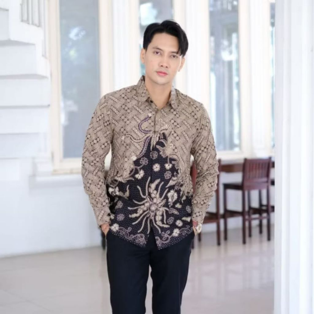 Baju Batik Solo Kemeja batik slimfit lengan panjang