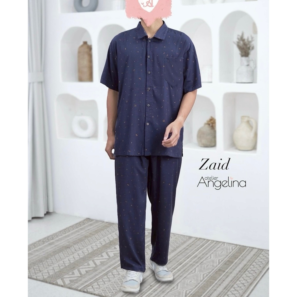 [SIAP KIRIM] ZAID GEO DOODLES MOREL MOOD INDIGO SIZE XL BY ATELIER ANGELINA