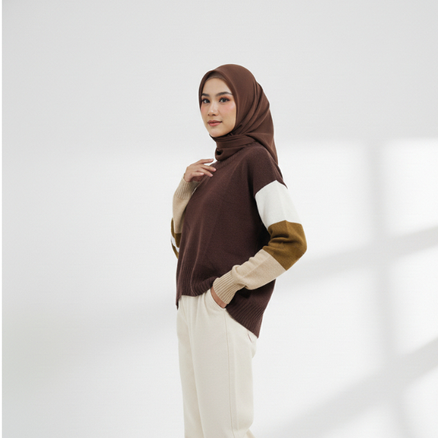 Adamknit - Aura Blouse Knit Crop Oval Rajut Sweater Crewneck Premium