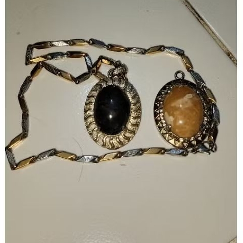 kalung Liontin Batu akik labrador hitam dan jasper
