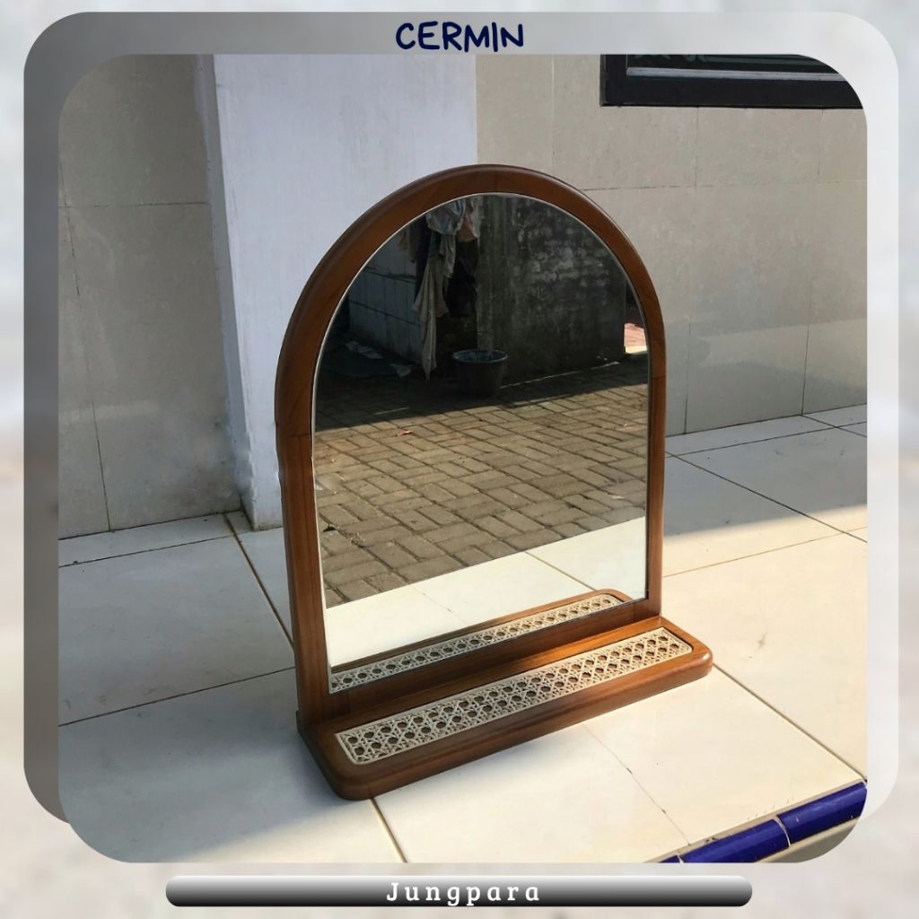 Cermin dinding kaca cermin bingkai kaca pigura cermin kayu jati