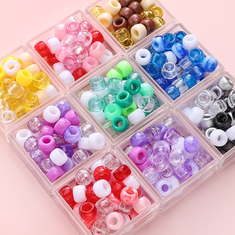 100pcs/kantong Manik Laras Akrilik 6x9mm untuk Aksesori DIY Perhiasan Kalung Gelang