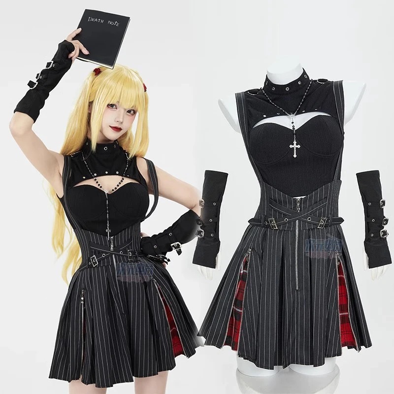 Misa Amane Cosplay Anime Costume Death Note Dark Gothic Dress for Halloween Stage Performance