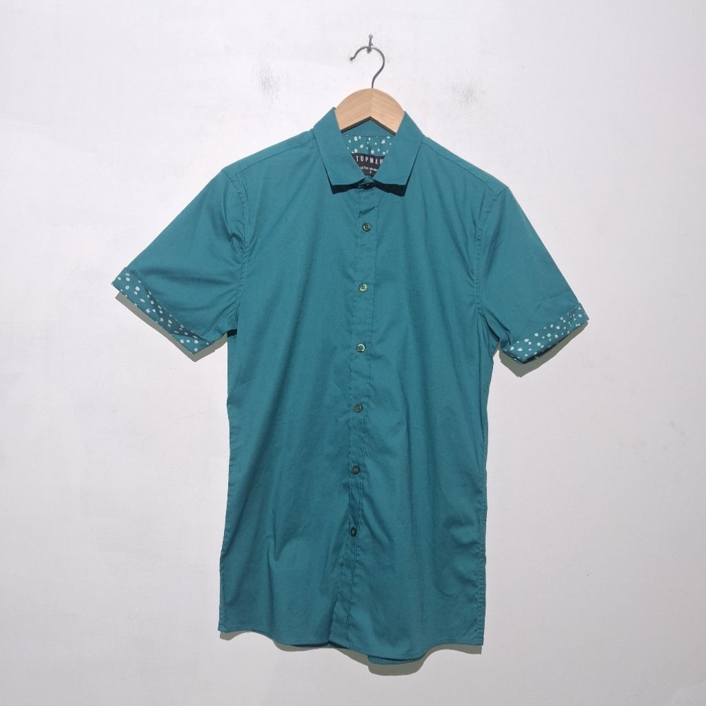 TOPMAN KEMEJA HIJAU GREEN STRETCH SKINNY FIT BARU ASLI ORIGINAL