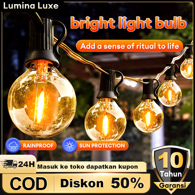 Lampu Hias Led/Lampu Kuning Cafe/ G40 25 Bohlam/ Lampu Liburan Tahan/Lampu Bohlam Dekoratif