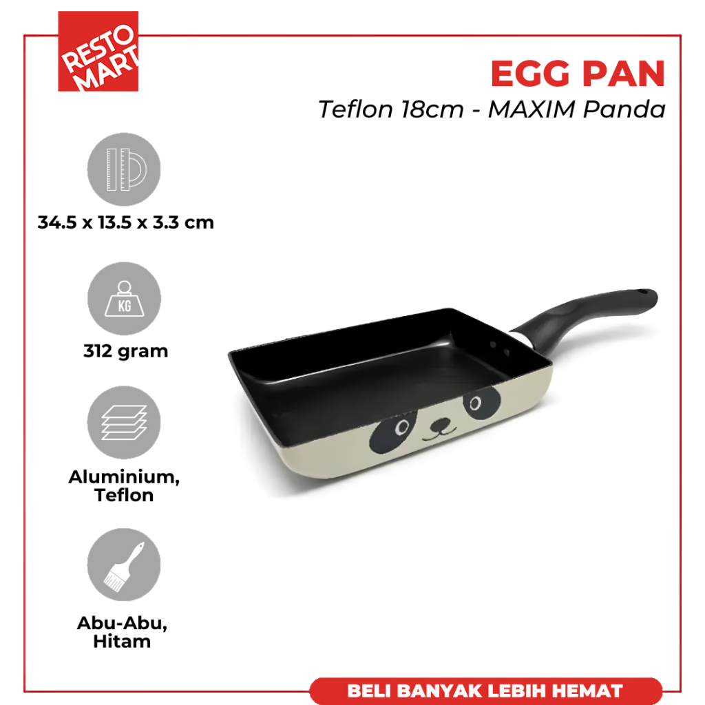Wajan Penggoreng Telur 18 cm / Egg Pan Maxim Pro 7" MAXIM PANDA Teflon (1091189)