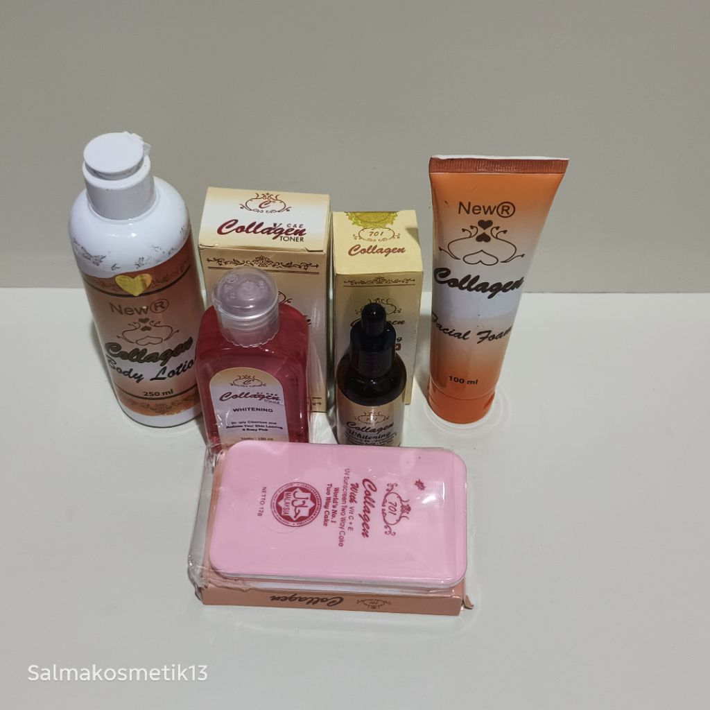 Paket Collagen 5In1 Whitening Original Wajah // serum 701, toner, bedak twc, lotion, facial foam