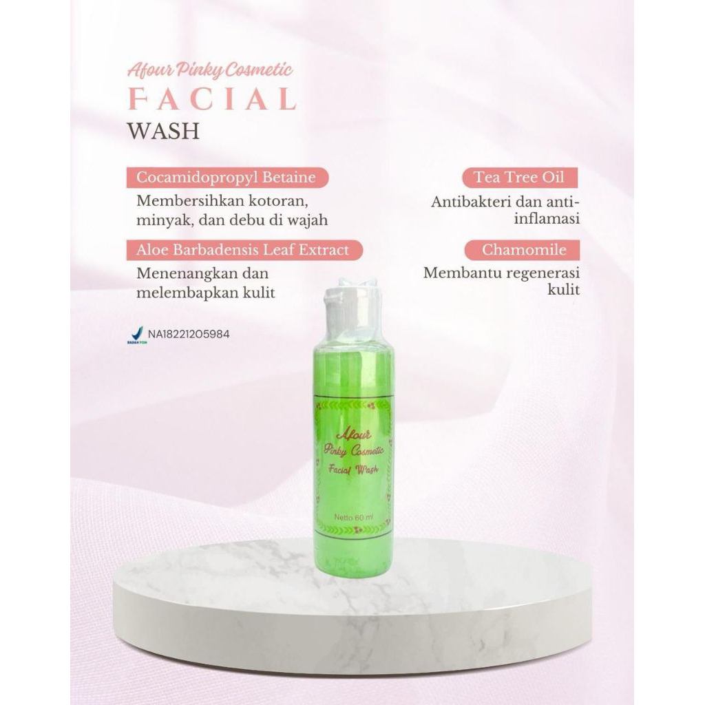 FACIAL WASH, afour Pinky Cosmetic, wajah sensitif & normal facial wash