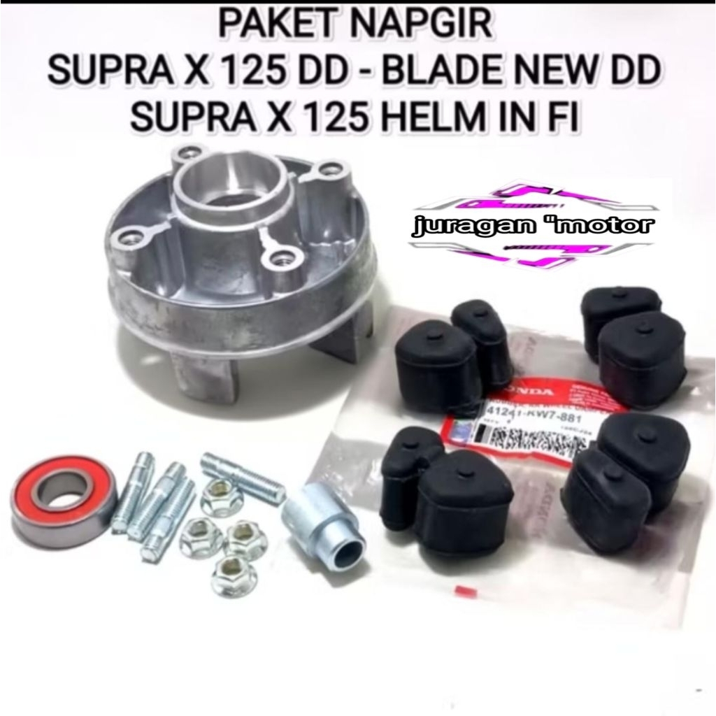 PAKET NAPGIR + BOSH + KARET TROMOL + BAUT + BEARING SUPRA X 125 DOBEL DISK SUPRA X 125 HELM...