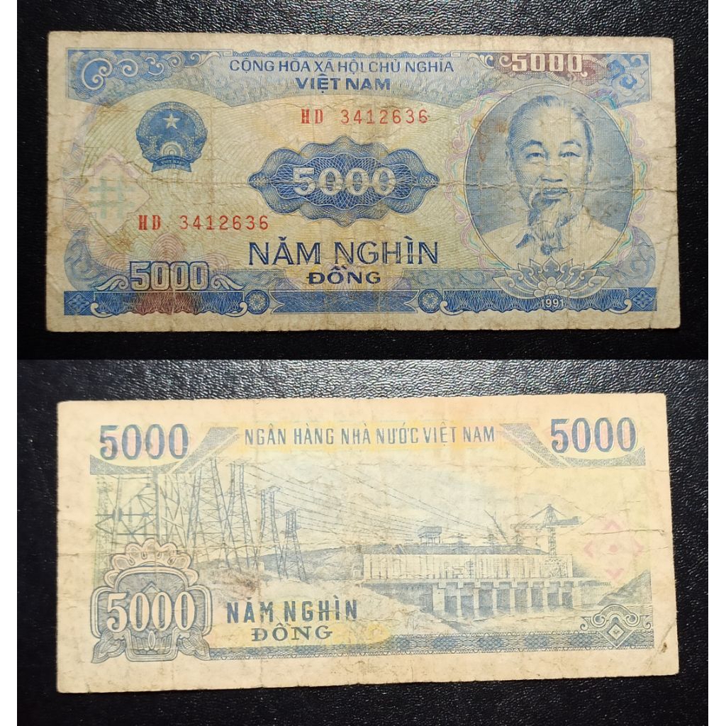 uang asing vietnam 5000 dong tahun 1991 p1807