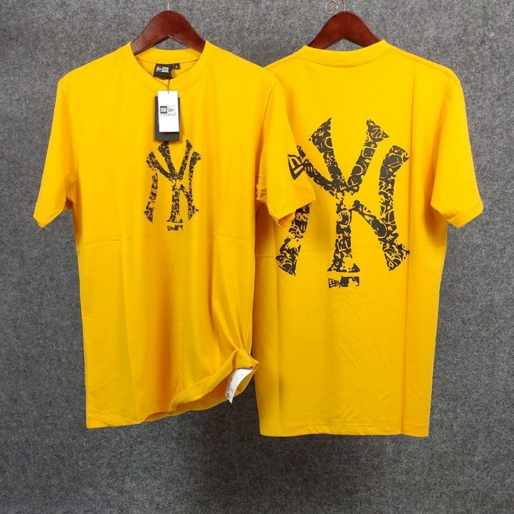 Kaos T-shirt big Logo NY pria wanita Yellow