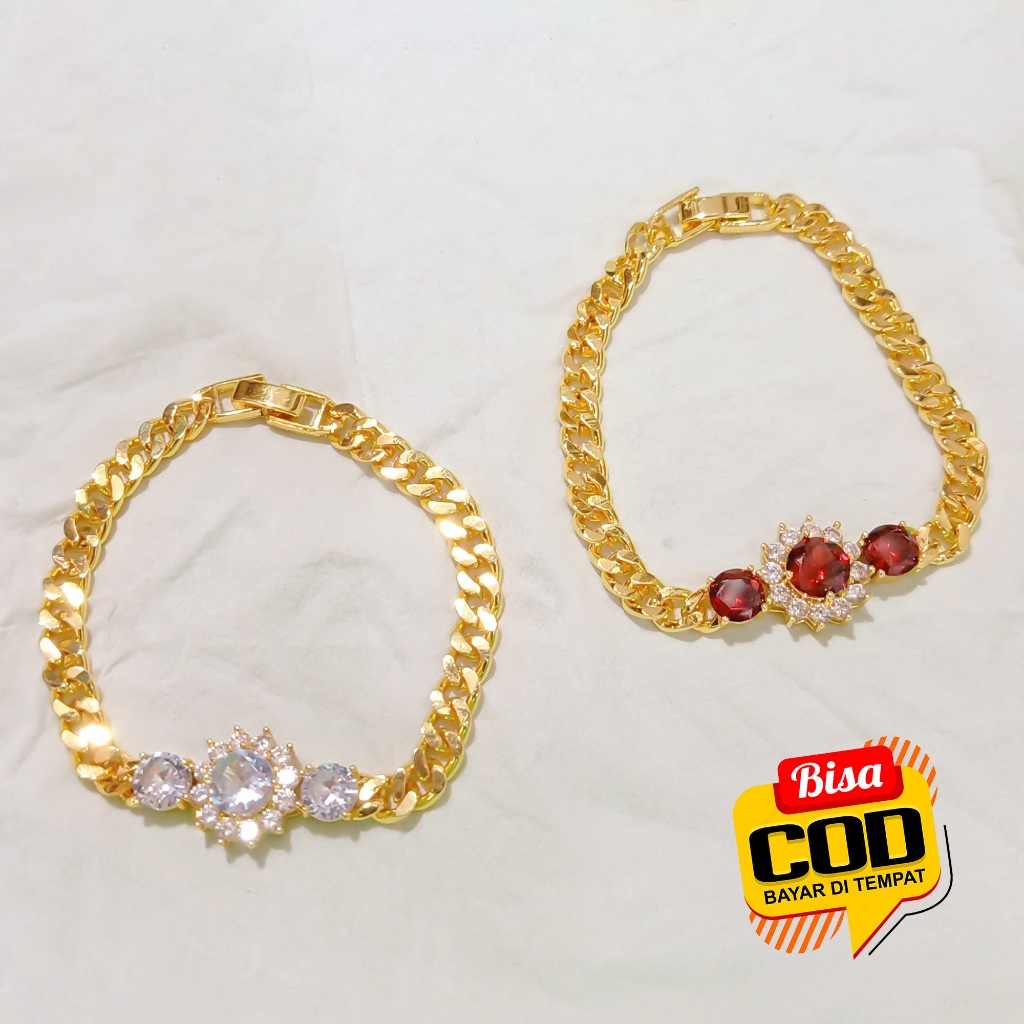 Kenten Acc Gelang Wanita Emas 24k Kristal Kaca Matahari