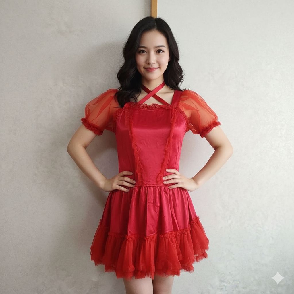 Lolita dress merah umpak ala bodyline Halloween