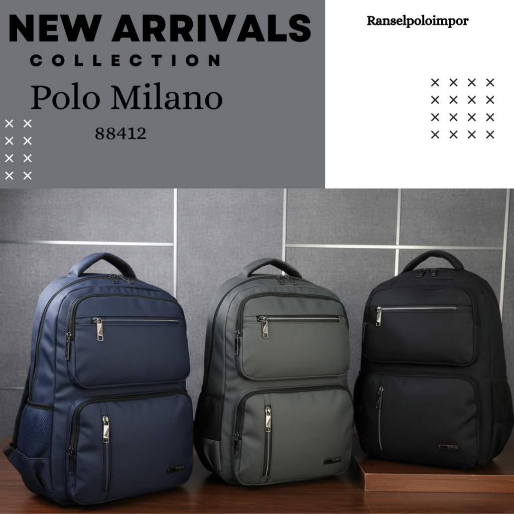 Ransel Polo Milano Import 88412-18inch Tas Laptop Pria Wanita Ransel Kerja Anti Air
