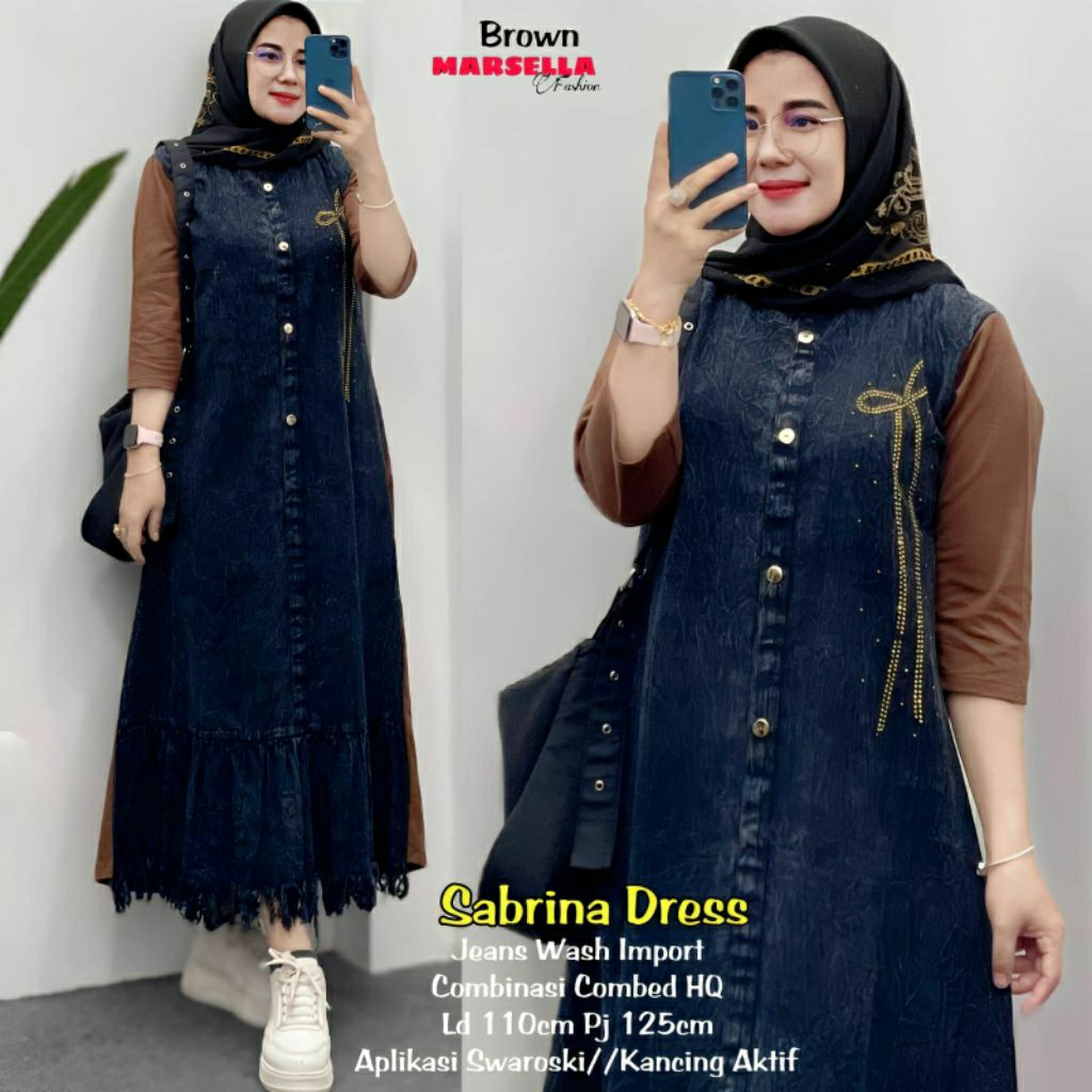 *NEW* SABRINA DRESS/GAMIS JEANS/JEANS KOMBINASI/MIDI/DRESS/GAMIS
