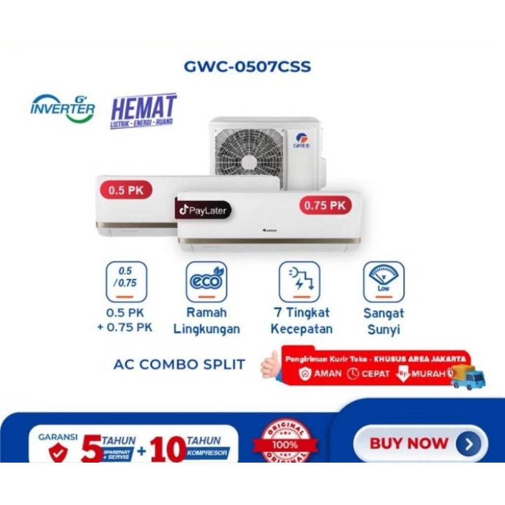 AC GREE GWC-0707CS AC MULTI COMBO SPLIT INVERTER 3/4 +3/4 PK