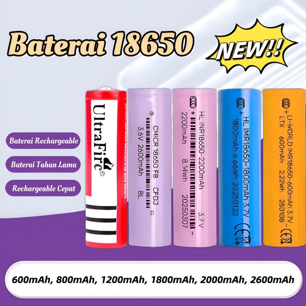Baterai 18650/ Baterai Senter/ Baterai mini fan• Toko10 •