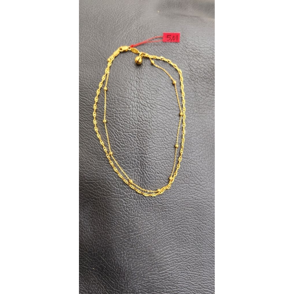 gelang kaki 2 layer model terbaru jedar dan casteli ubs gold 16k