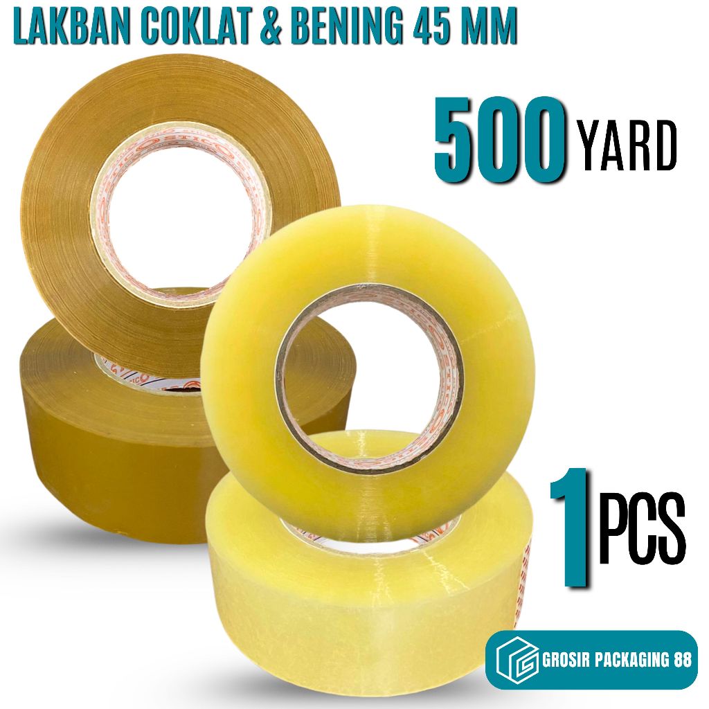 45MM Lakban Bening Cokelat 500 yard | Lakban 2 inch 500 Yard