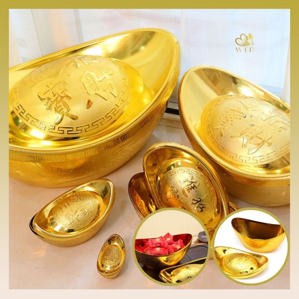WED Tempat Permen Yuanbao Gold / Wadah Kotak Permen Perlengkapan Sincia Imlek 2026 / Kotak Permen Ch