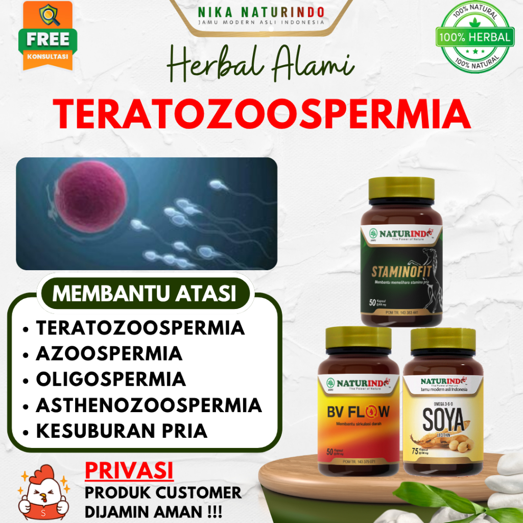 Obat Herbal Teratozoospermia Bentuk Sperma Abnormal Penyubur Pengental Sperma Pria Naturindo