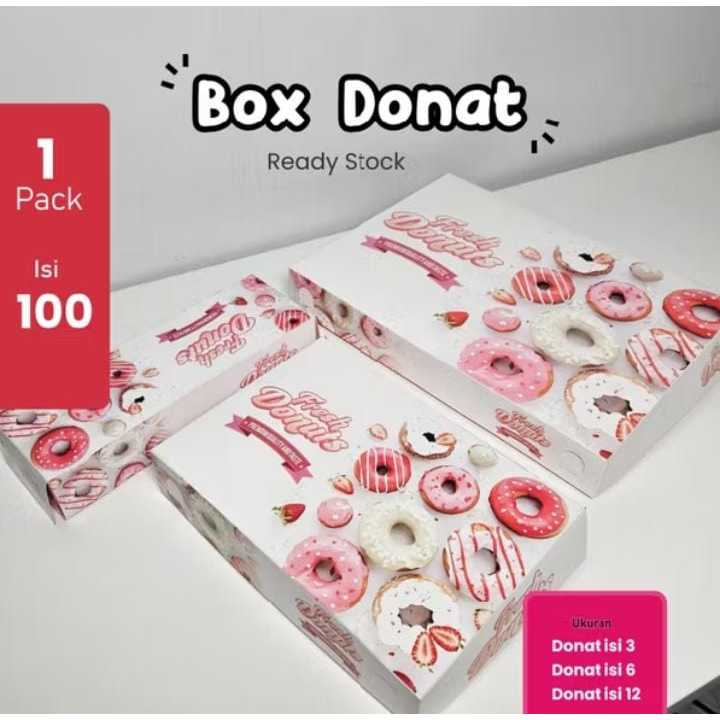 100 Pcs / Dus Donat / Box Donat / Isi 3 Donat / Isi 6 Donat / Isi 12 Donat / Ivory/ Fresh Berry