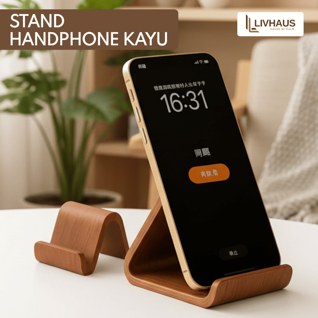 Stand Holder Hp Meja Wooden Phone Holder Stand Handphone Sandaran Dudukan Hp Ponsel Kayu