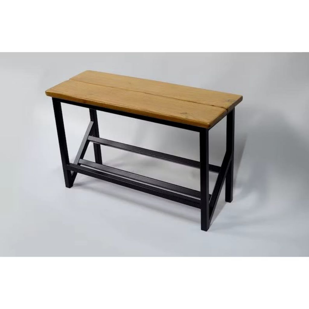 Rak sepatu besi kayu industrial