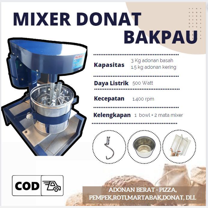 Mixer Donat Besar Rakitan Murah Mixer Donat Dan Roti Besar 2 Mata Pengaduk Pengulen Adonan Donat, Pe