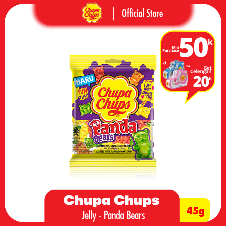 Chupa Chups Jelly Panda Bears & Cool Cola -  Permen Gummy Jelly Lunak Buah Buahan