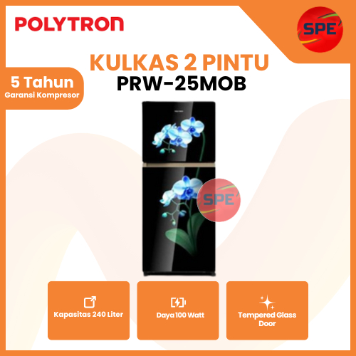 KULKAS 2 PINTU POLYTRON KAPASITAS 240 LITER PRW 25MOB / PRW 25MOW GARANSI RESMI (MEDAN)