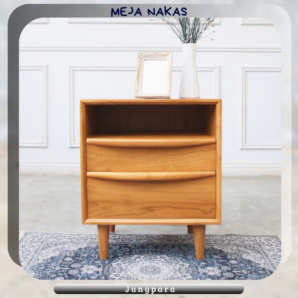 Meja nakas minimalis meja kecil kamar kayu jati