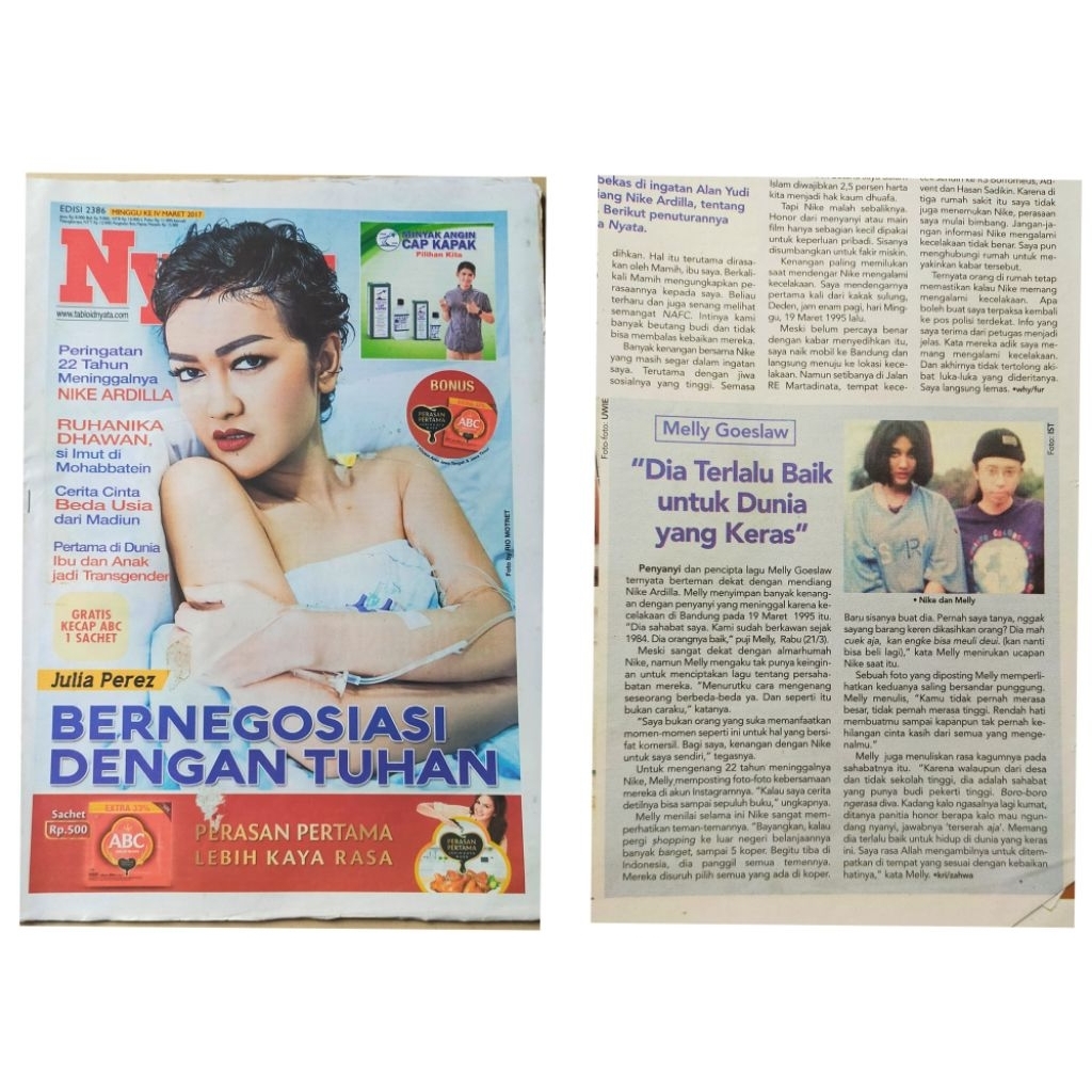 Tabloid Nyata edisi Maret 2017 : Cover Jupe, artikel Nike Ardilla