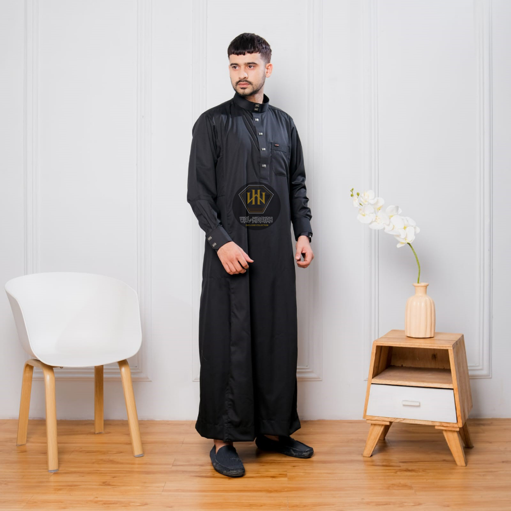 [PROMO] Jubah Gamis Pria Dewasa Lengan Panjang Manset Bahan Katun Maroko Premium Kancing Motif Gamis