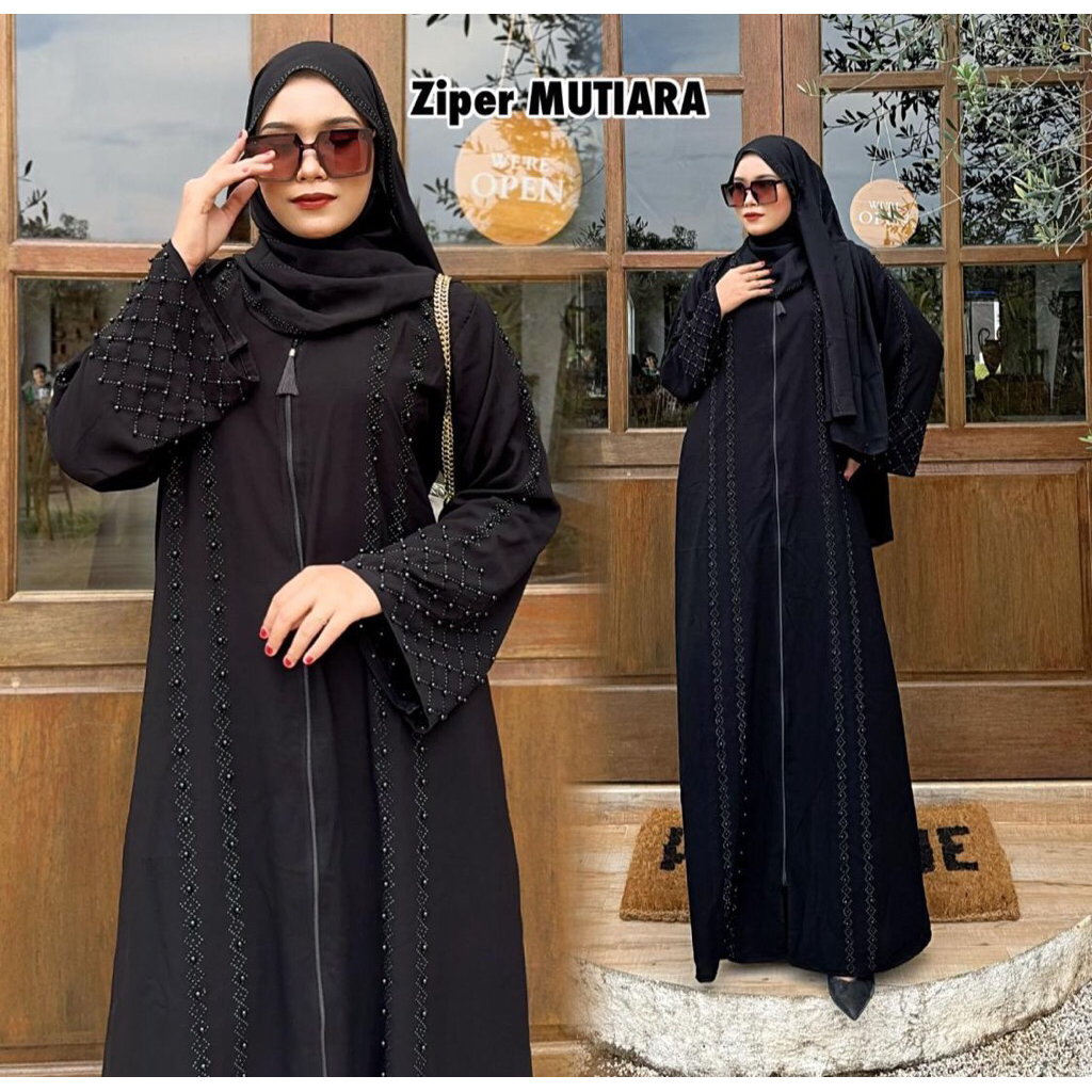 Abaya Hitam Polos Abaya Hitam Ziper Abaya Hitam Mutiara